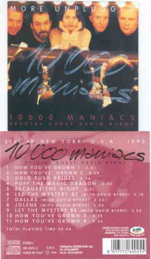 10.000 Maniacs - More Unplugged ( With Guest David Byrne , Live in new York 1993 )