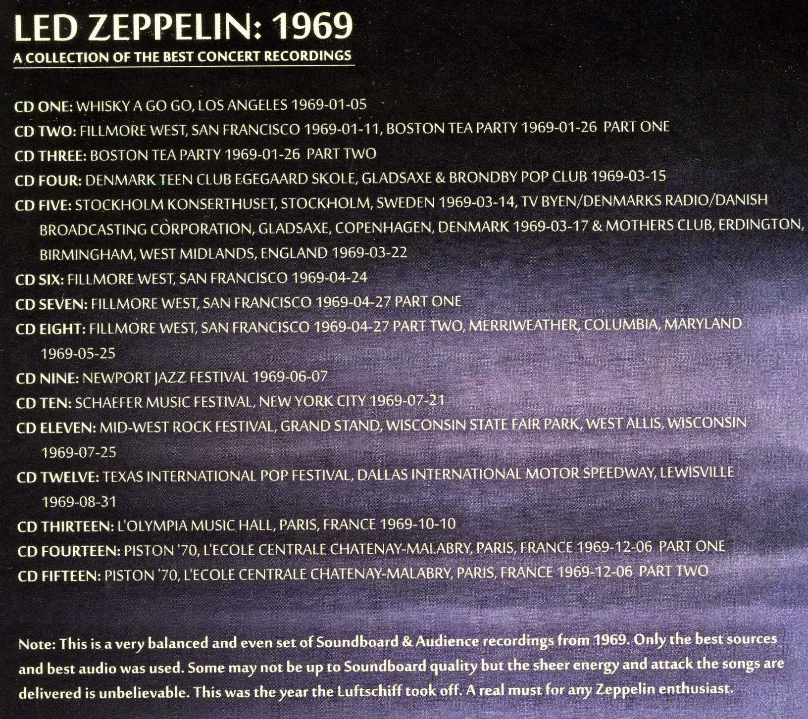 Led Zeppelin - 1969 - A Collection Of The Best Concert Soundboards ( 15 CDs SET - 24 Pages Booklet )