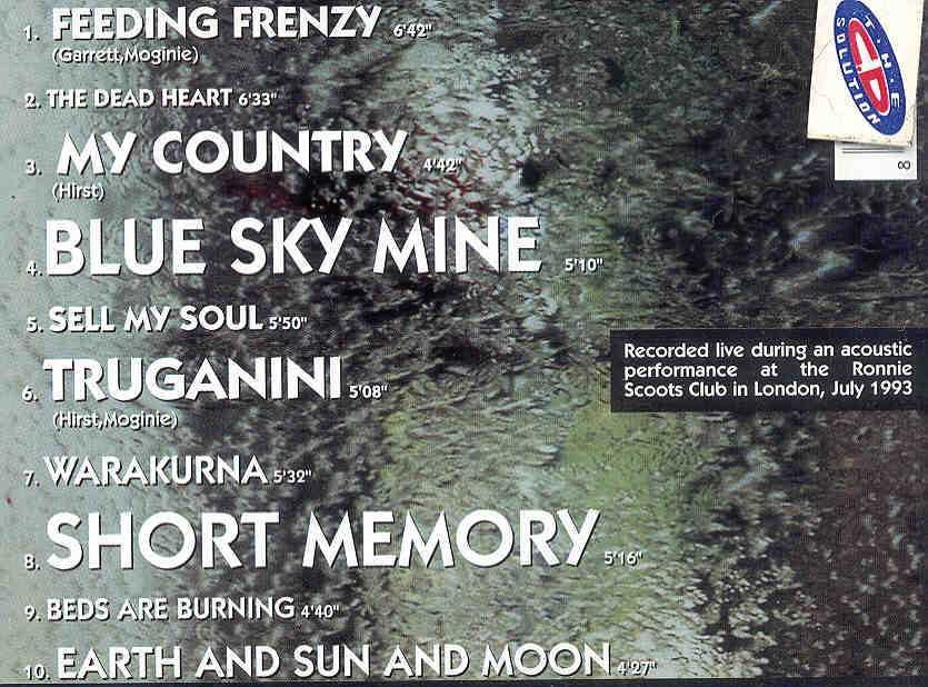 Midnight Oil - Acoustic 1993 ( Ronnie Scoots Club , London , UK , July 1993 )