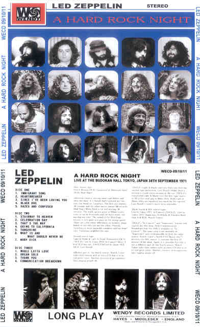 Led Zeppelin - A Hard Rock Night ( 3 cd set ) ( Wendy ) (Budokan , Tokyo , Japan , September 24th , 1971 )