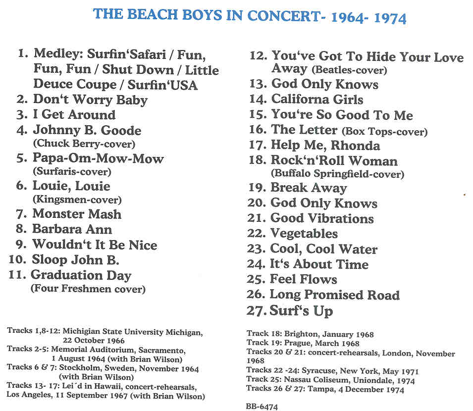The Beach Boys - A Long Promised Road ( Beach Boys In Concert 1964 - 1974 )