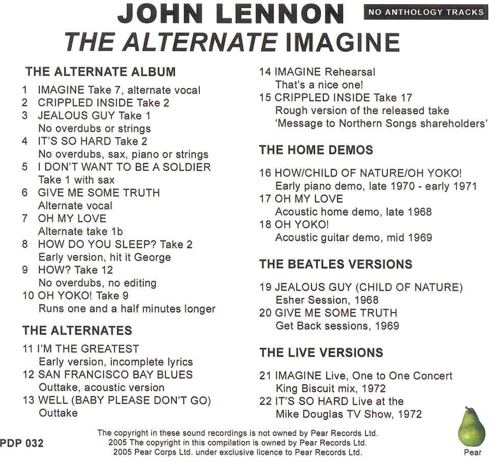 John Lennon - The Alternate Imagine ( PEAR )