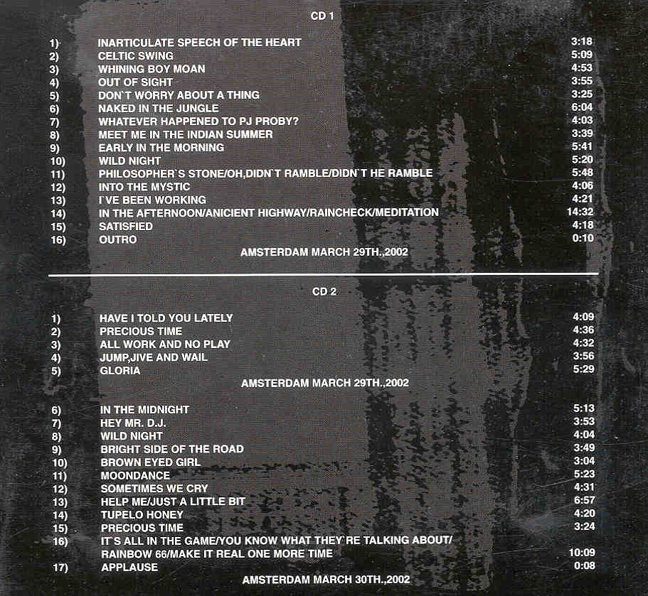 Van Morrison - Amsterdam 2002 ( 2 CD set ) ( Both March 29th and March 30th Shows )