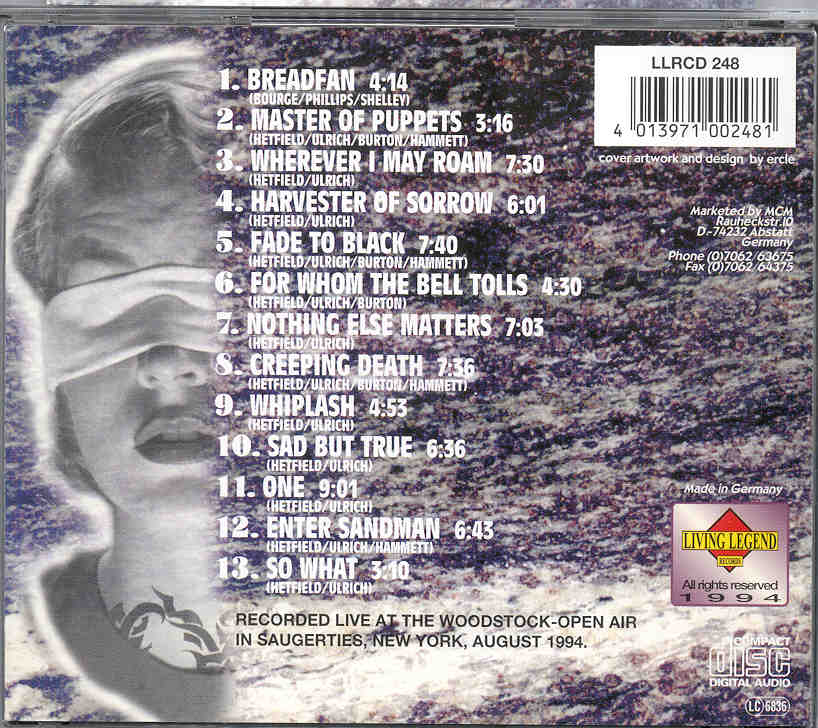 Metallica - And Justice For Woodstock ( Living Legend ) ( Live in Woodstock , New York , August 1994 )