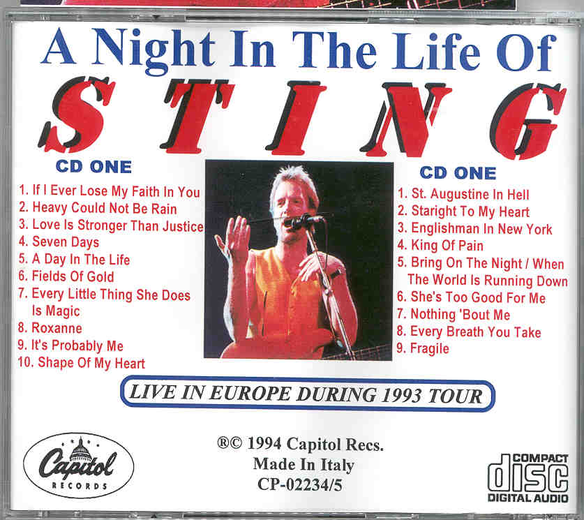 Sting / The Police - A Night In The Life Of STING ( Live In Europe During The 1993 Tour ) ( 2 CD!!!!! Set )