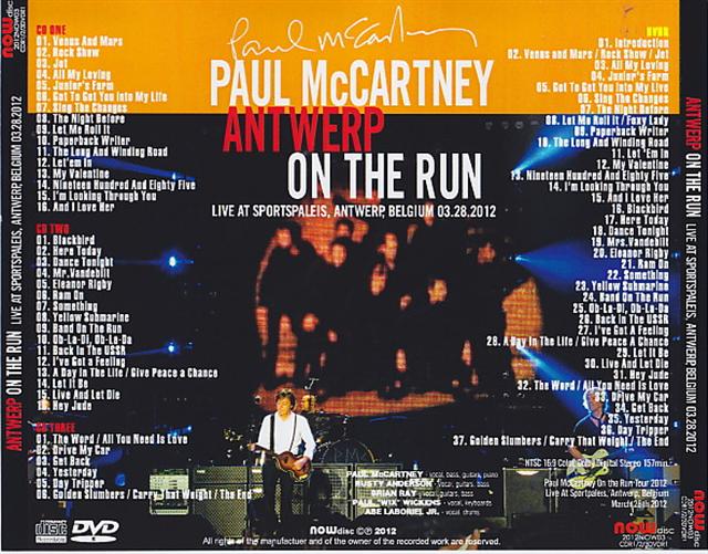 Paul McCartney - Antwerpen On The Run ( NOW DISC) ( 3 CD + 1 DVD SET ) ( Sportpaleis , Antwerpen , Belgium , March 28th , 2012 )