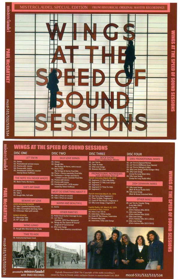 Paul McCartney - At The Speed Of Sound Sessions  ( 4 cd set ) ( Misterclaudel )