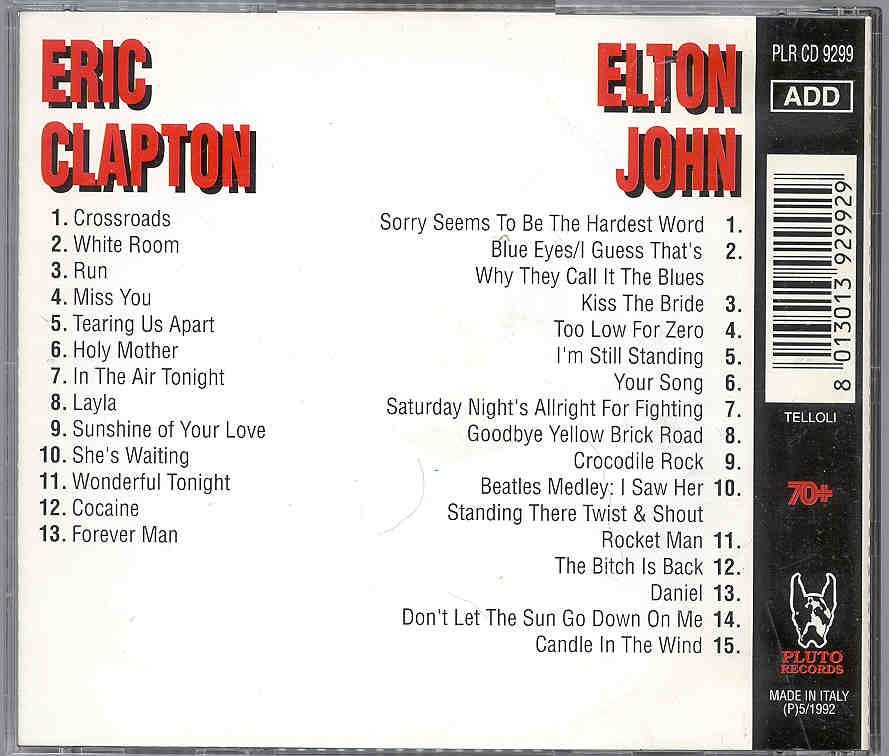 Eric Clapton - A Unique Double Bill  ( Elton John-Eric Clapton ) ( Pluto Recs ) ( 2 CD set )