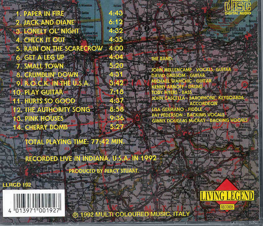 John Cougar Mellencamp - Back Home Again ( Living Legend ) ( Indiana , USA , 1992 )