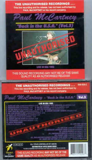 Paul McCartney - Unauthorized Vol 3 ( Back in the USA Vol. 2 ) ( Australia ) ( Banana )