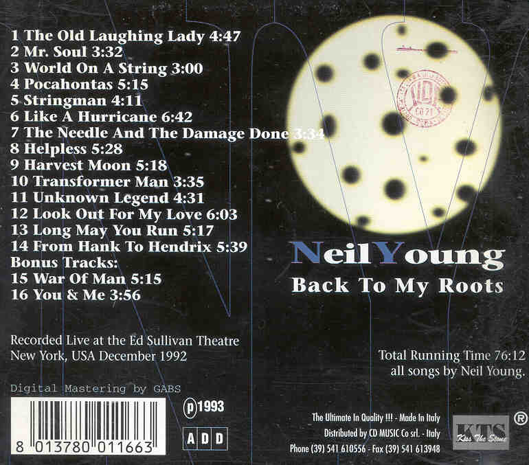 Neil Young / CSNY - Back To My Roots ( KTS ) ( Ed Sullivan Theatre , New York , USA , December , 1992 )