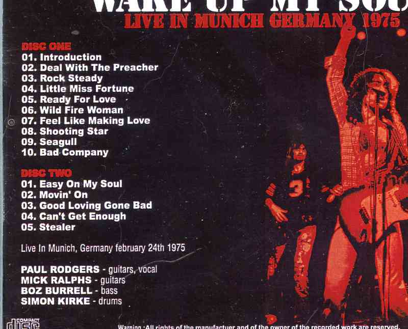Bad Company - Wake Up My Soul ( 2 CD SET ) ( Munich , Germany , February 24th , 1975 )