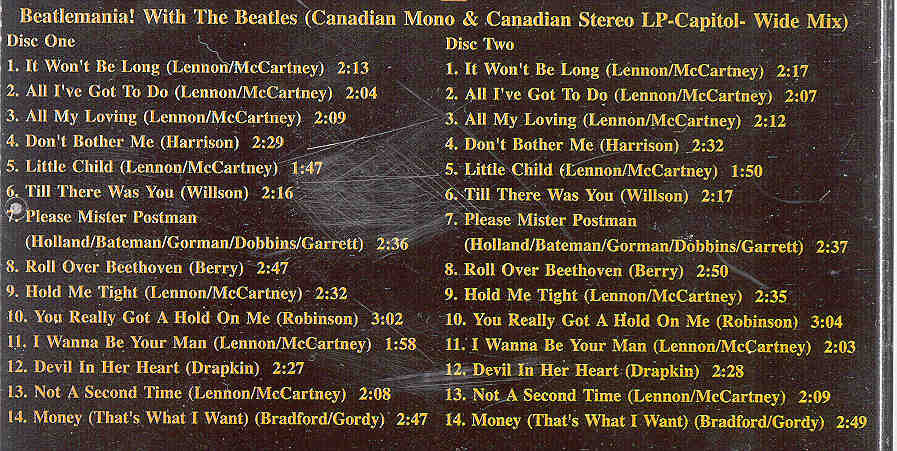 The Beatles - Dr. EBBETTS DBM 033 - BEATLEMANIA WITH THE BEATLES - 2 CD - CANADIAN MONO & STEREO LP