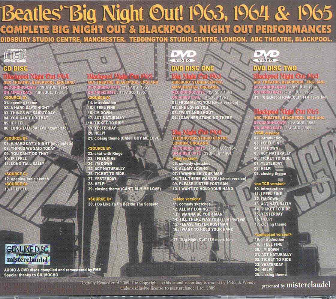 The Beatles - Big Night Out 1963 , 1964 & 1965 ( 1 CD / 2 DVD Set ) ( Misterclaudel )
