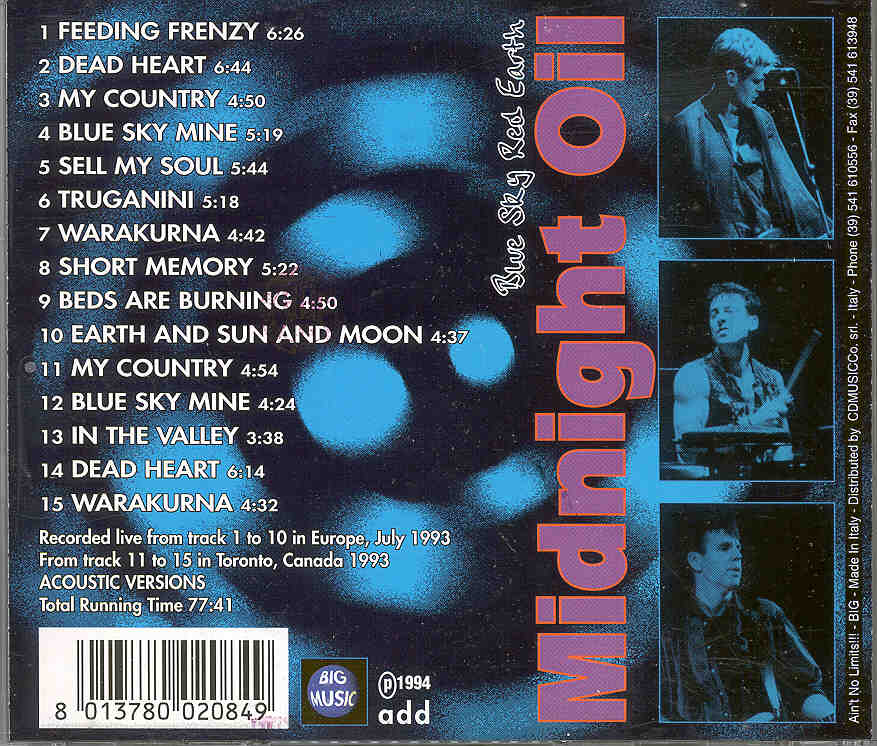 Midnight Oil - Blue Sky Red Earth ( Big Music )
