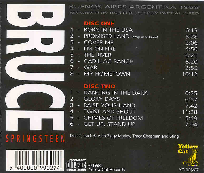 Bruce Springsteen - Buenos Aires Argentina 1988 ( 2 CD set ) ( Yellow Cat )