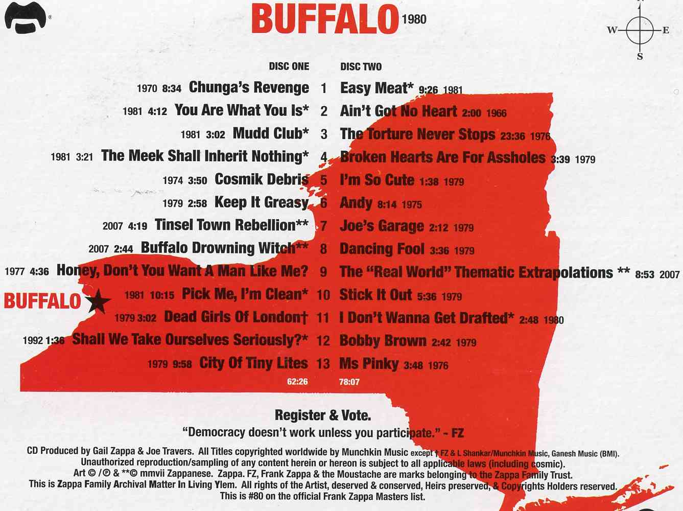 Frank Zappa - Buffalo ( 2 CD ) ( Memorial Auditorium , Buffalo , NY , USA , October 25th , 1980 )