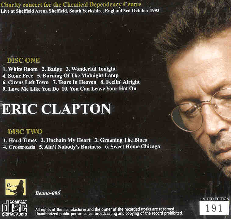 Eric Clapton - Burning Of The Midnight Lamp ( 2 CD set ) ( Sheffield Arena , United Kingdom , October 3rd , 1993 )