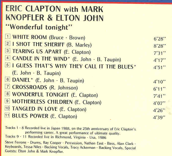 Eric Clapton - Wonderful Tonight ( With Mark Knopfler and Elton John ) ( On Stage )
