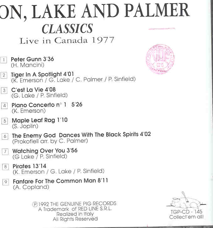 Emerson , Lake & Palmer - Classics ( Swingin' Pig ) ( Live In Canada 1977 )
