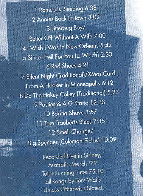 Tom Waits - Cold Beer On A Hot Night ( KTS ) ( Live In Sydney , Australia , March 1979 )
