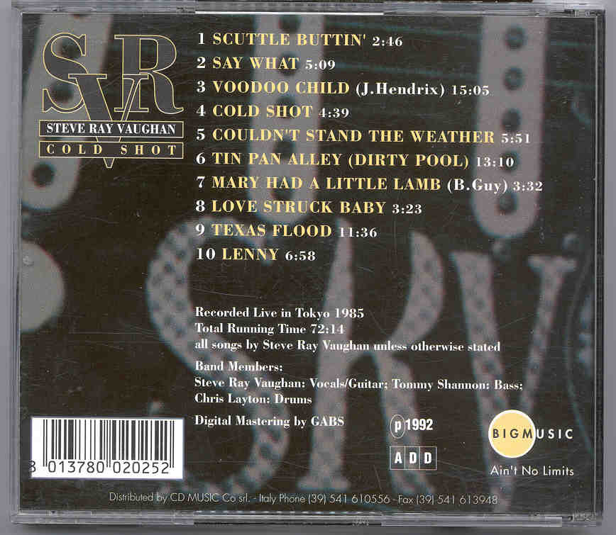 Stevie Ray Vaughan - Cold Shot ( Live in Tokyo , Japan , 1985 ) ( Big Music )