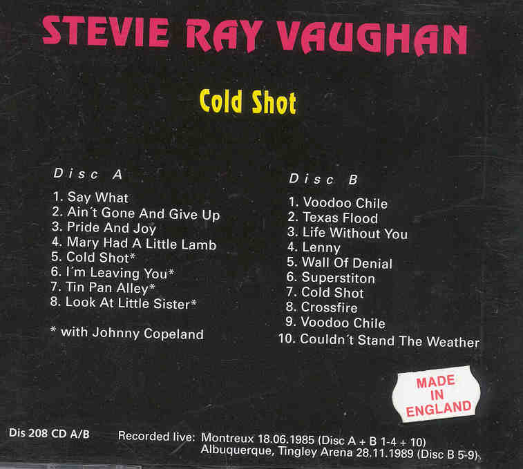 Stevie Ray Vaughan - Cold Shot ( Montreaux 1985 ) ( 2 CD!!!!! SET ) ( Switzerland , June 18th , 1985 + Albuquerque 1989 )