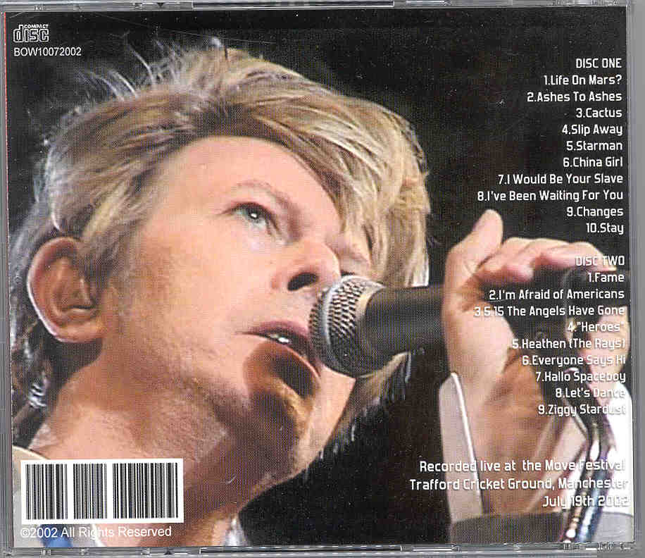David Bowie - Cold Station ( Live in Manchester , July 19th , 2002 ) ( 2 CD set )