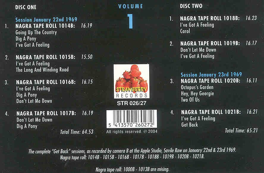 The Beatles - Complete Get Back Sessions Camera B vol. 1 ( 2 CD SET ) ( Strawberry )