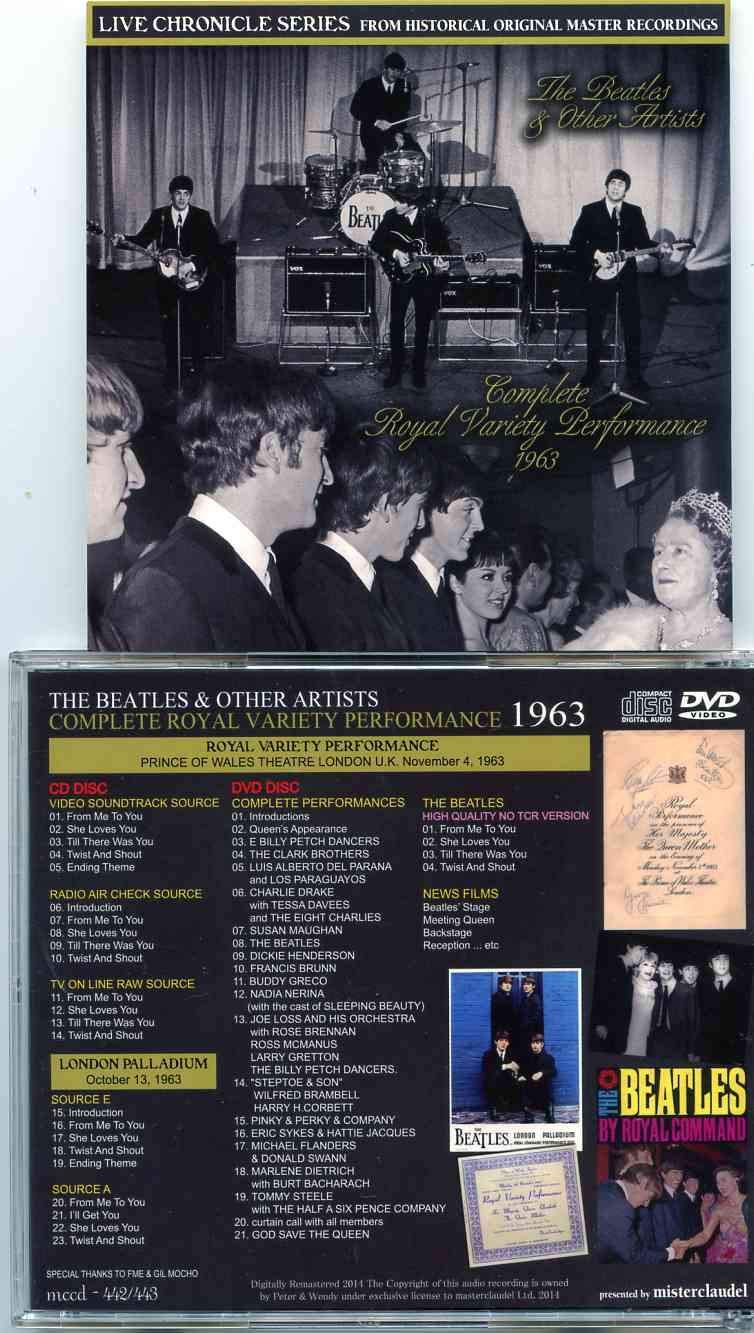 The Beatles - Complete Royal Variety Performance 1963 ( 1 CD - 1 DVD )( Misterclaudel )( Oct 13th - Nov 4th , 1963 )
