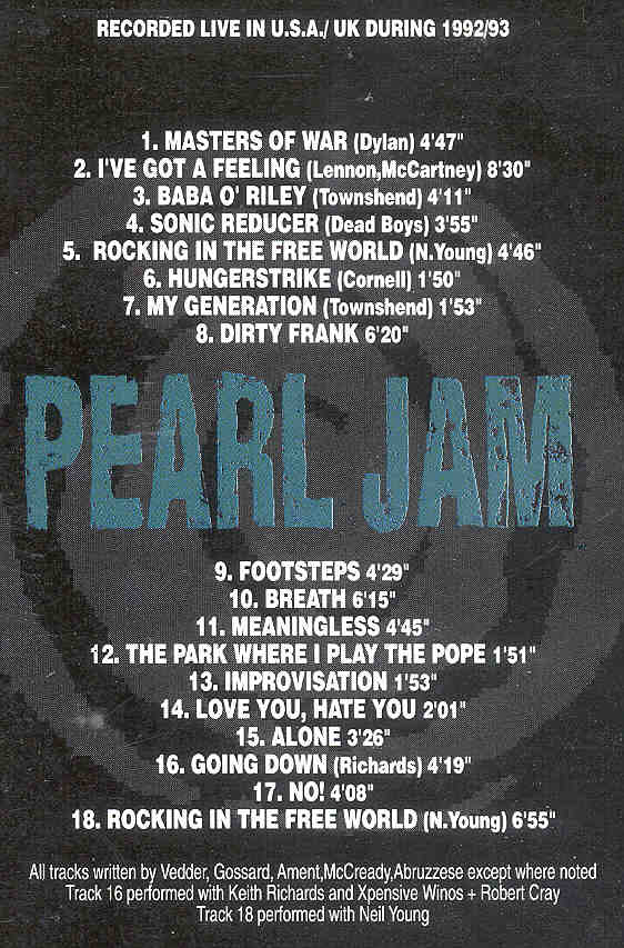 Pearl Jam - Covering Them ( USA/UK - 1992 - 1993 )