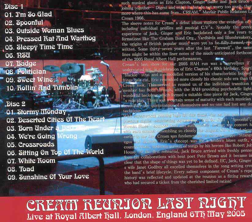 Eric Clapton - CREAM Reunion 2005 Last Night ( 2 CD set )