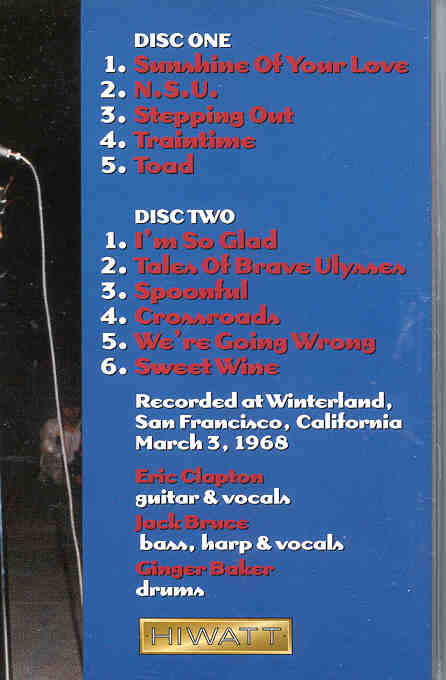 Eric Clapton - Wonder Winterland ( 2 CD set )( CREAM at Winterland , San Francisco , March 3rd , 1968 )