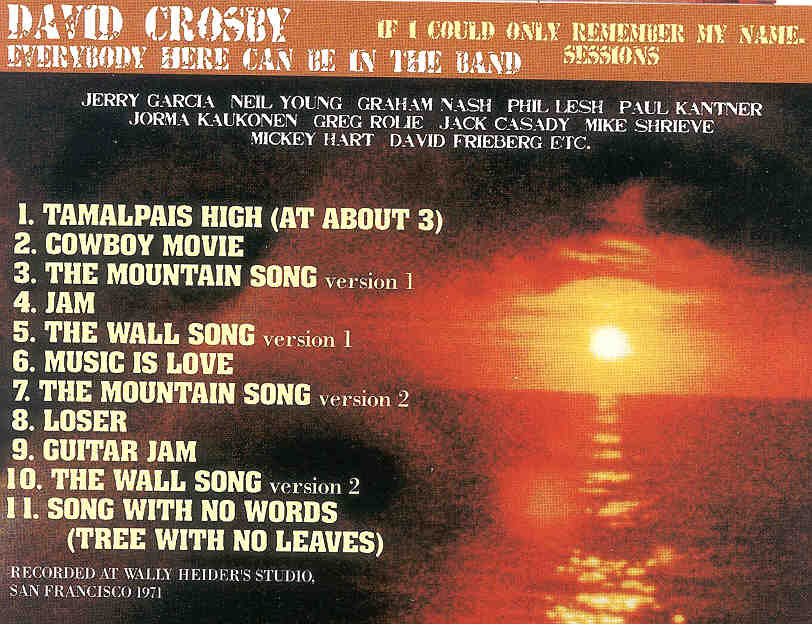 Neil Young / CSNY - DAVID CROSBY - If I Could Only Remember My Name Sessions