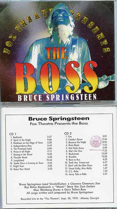 Bruce Springsteen - Fox Theater Presents The Boss ( 2 CD SET ) ( Atlanta , GA , September 30th , 1978 )