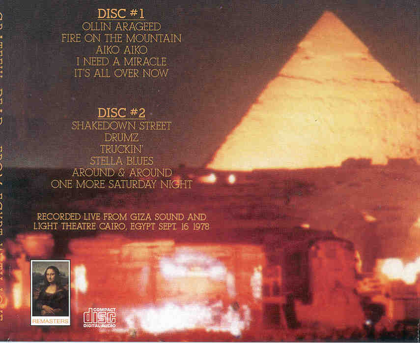 Grateful Dead - From Egypt With Love ( 2 CD SET )( Sound & Light Theater , Cairo , Egypt , September 16th , 1978 2nd Show )
