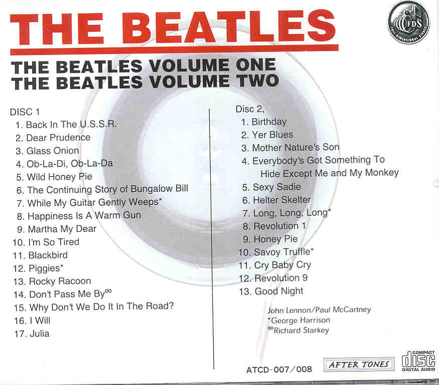The Beatles - Full Dimensional Stereo Tape The Beatles Volume One & Two ( White Album ) ( 2 CD SET )
