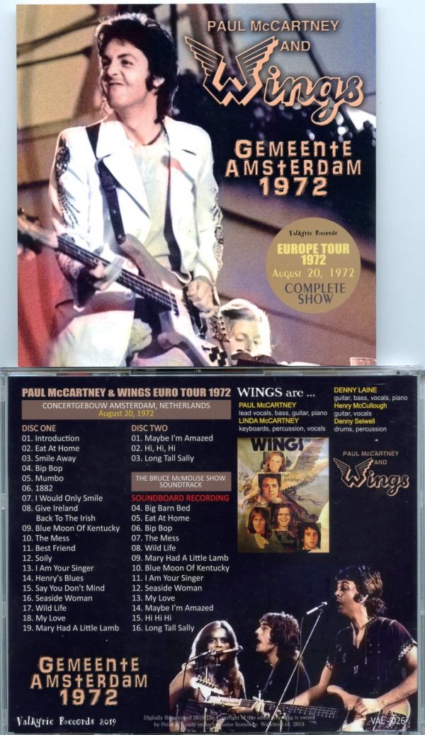 Paul McCartney & Wings Femeente Amsterdam 1972 (2 CD) - Valkyrie Records