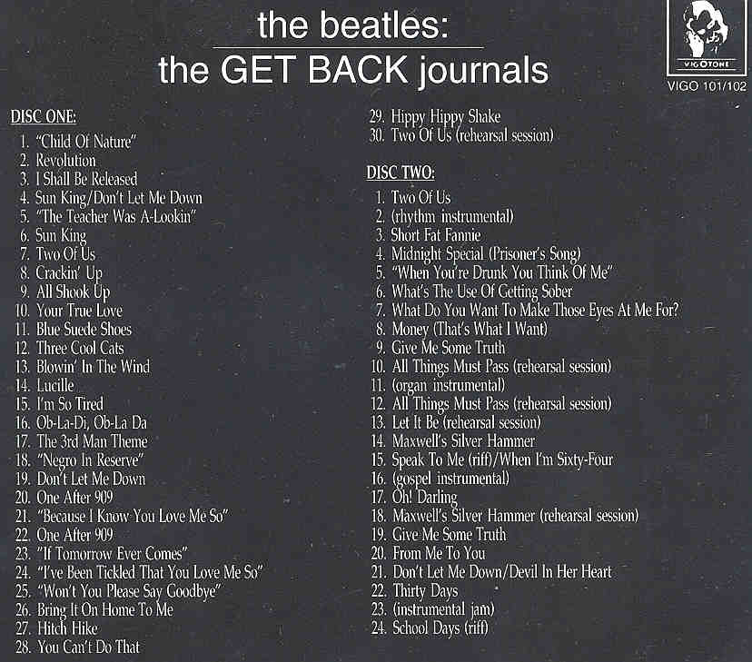 The Beatles - Get Back Journals I ( Vol 1 & 2 )( Twickenham Sessions , January 1969 ) ( Vigotone ) ( 2 CD SET )
