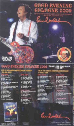 Paul McCartney - Good Evening Cologne ( 4 CD SET ) ( Cologne , Germany , Dec. 16th & 17th , 2009 )( Piccadilly Circus )