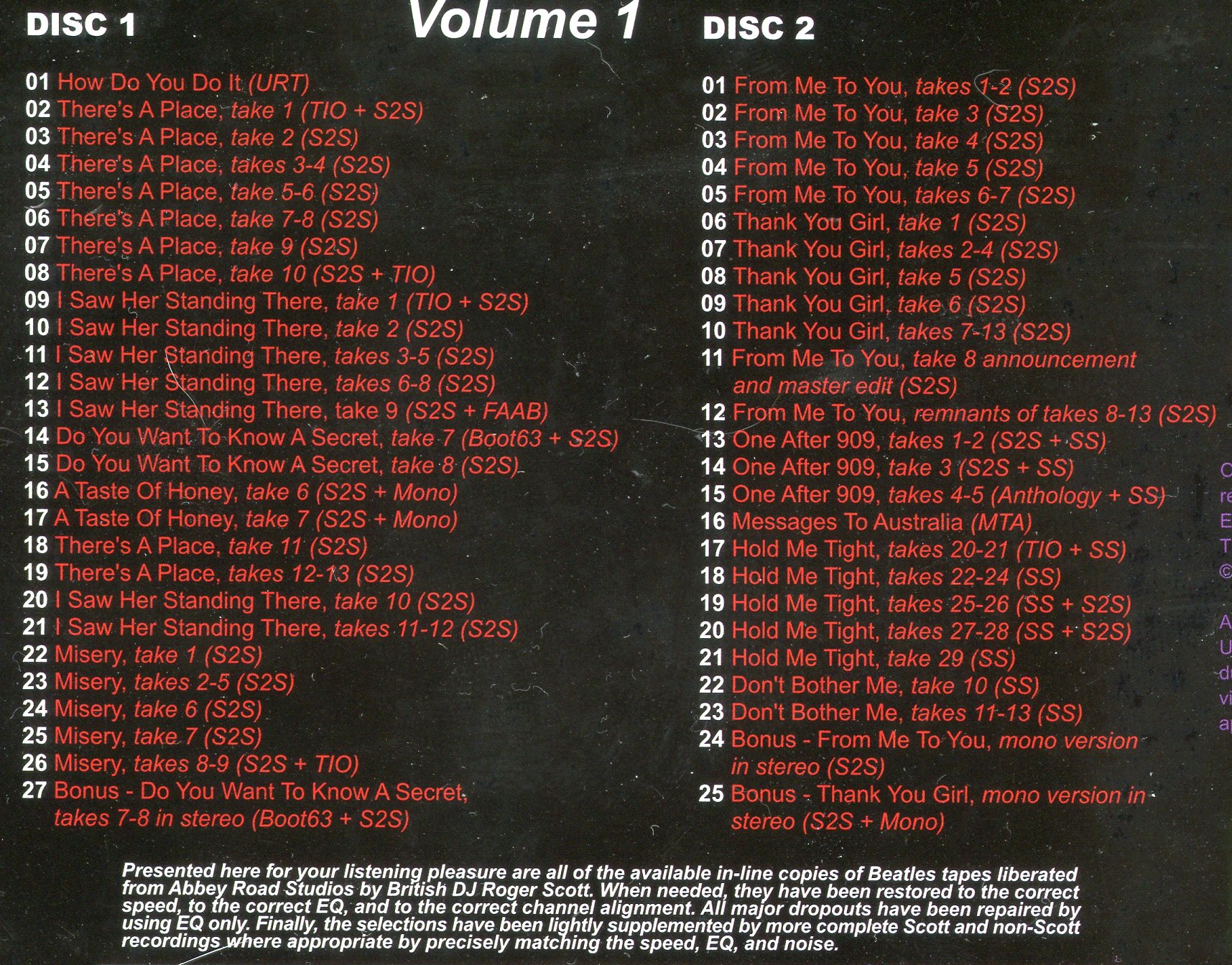 The Beatles - Great Scott It's ... The Beatles Vol. 1 ( 2 CD SET ) ( The Complete Personal Recordings Of DJ Roger Scott )
