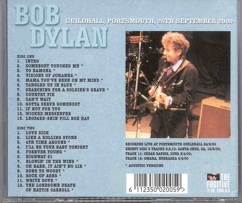 Bob Dylan - Portsmouth , Guildhall , September 24th , 2000 ( 2 CD SET )
