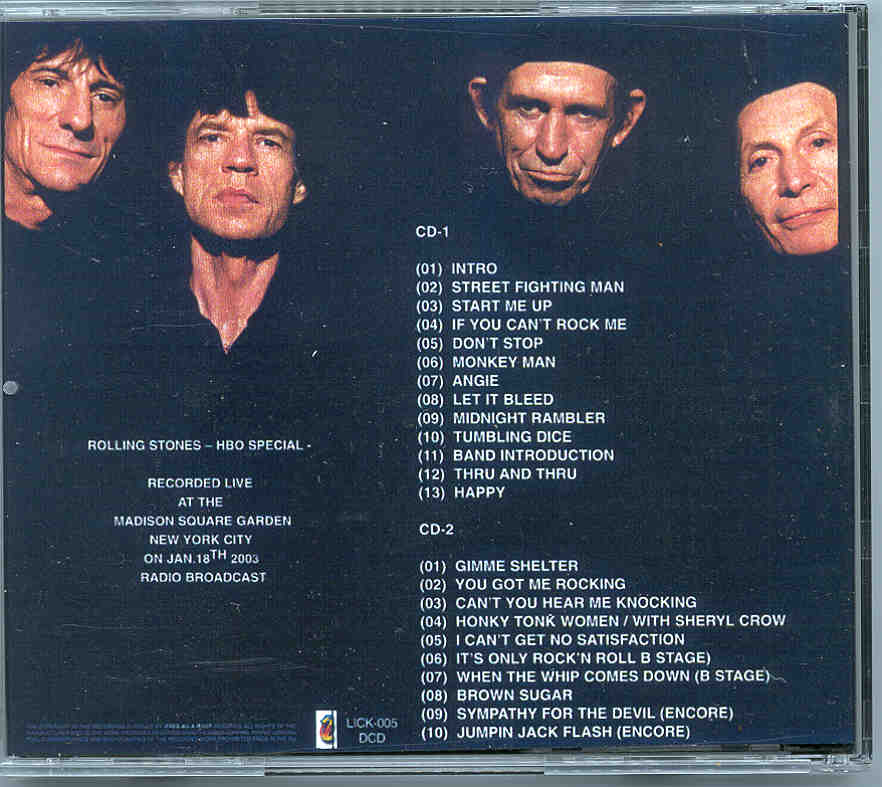 Rolling Stones - HBO Special ( 2 CD!!!!! SET ) ( Madison Square Garden , NY , USA , January 18th , 2003 )