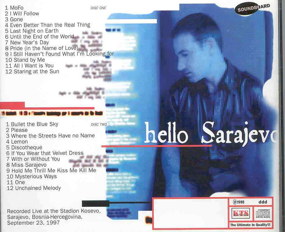 U2 - Hello Sarajevo ( 2 CD!!!!! set ) ( Stadion Kosovo , Sarajevo , Bosnia-Herzegovina , September 23rd , 1997 ) ( KTS )