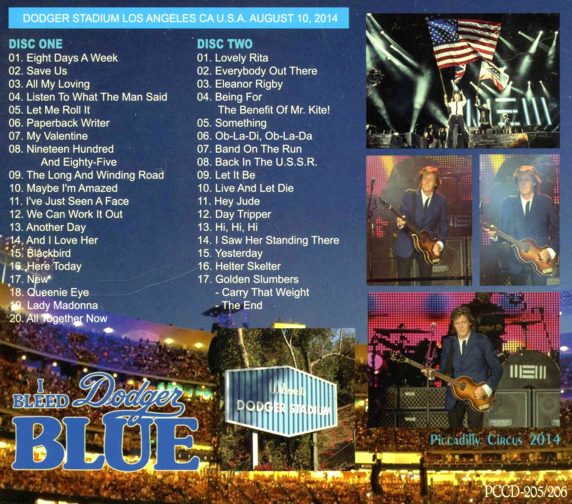 Paul McCartney - I Bleed Dodger Blue (2CD) ( Piccadilly Circus ) ( Dodger Stadium Los Angeles CA USA August 10, 2014 )