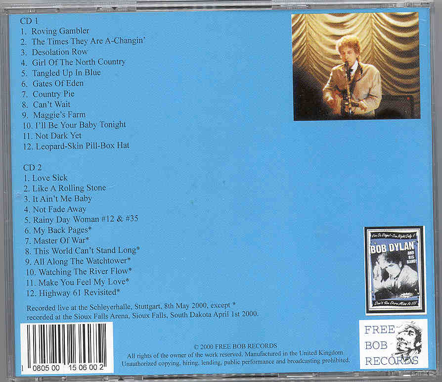 Bob Dylan - I'll Be Your Baby Tonight ( 2 CD set )  ( Stuttgart , May 8th , 2000 )