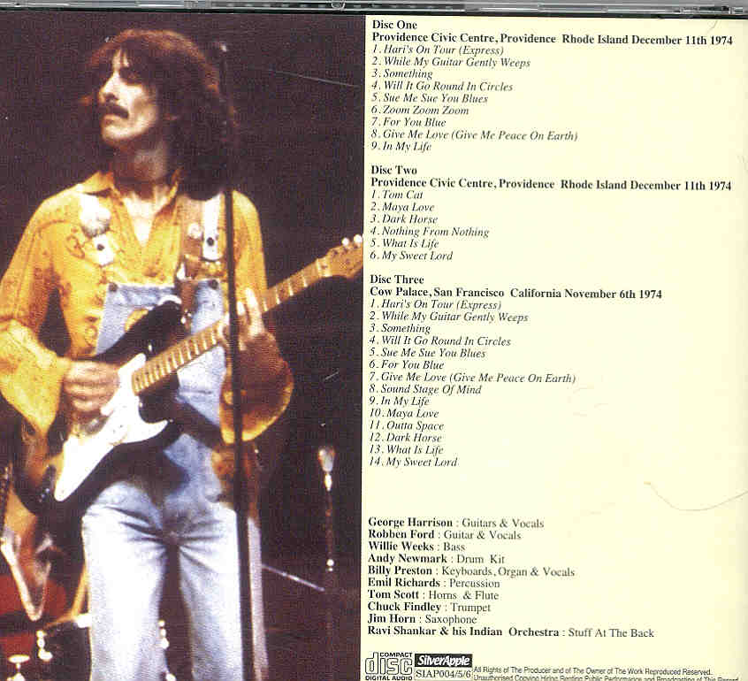 George Harrison - Krishna , Krishna , Krishna ( 3 CD SET )( Providence , Dec 11th , 1974 & Cow Palace , Nov 6th , 1074 )