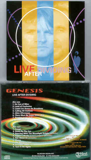 P. Gabriel / GENESIS / P. Collins - Live After Dividing ( Highland )( 2 CD SET ) ( Birmingham , UK & Prague , Czech Republic , Feb 1998 )
