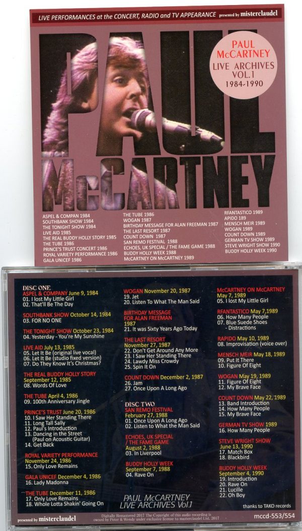 Paul McCartney – Live Performance at the concert Vol. 1 – Radio and Tv (2 CD) – Misterclaudel