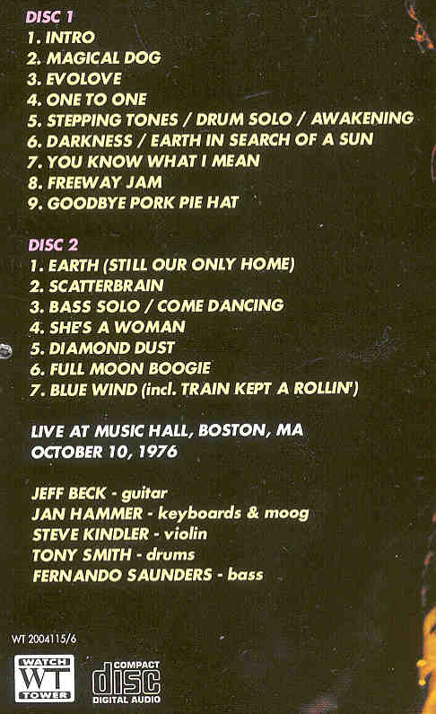 Jeff Beck - Live In Boston 1976 ( 2 CD set ) ( Boston Music Hall , October 10th , 1976 )
